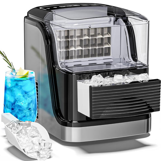 Cubic Ice Maker Machine 33 Lbs 24 Hrs 1.3 Lbs Ice Storage Capacity Black