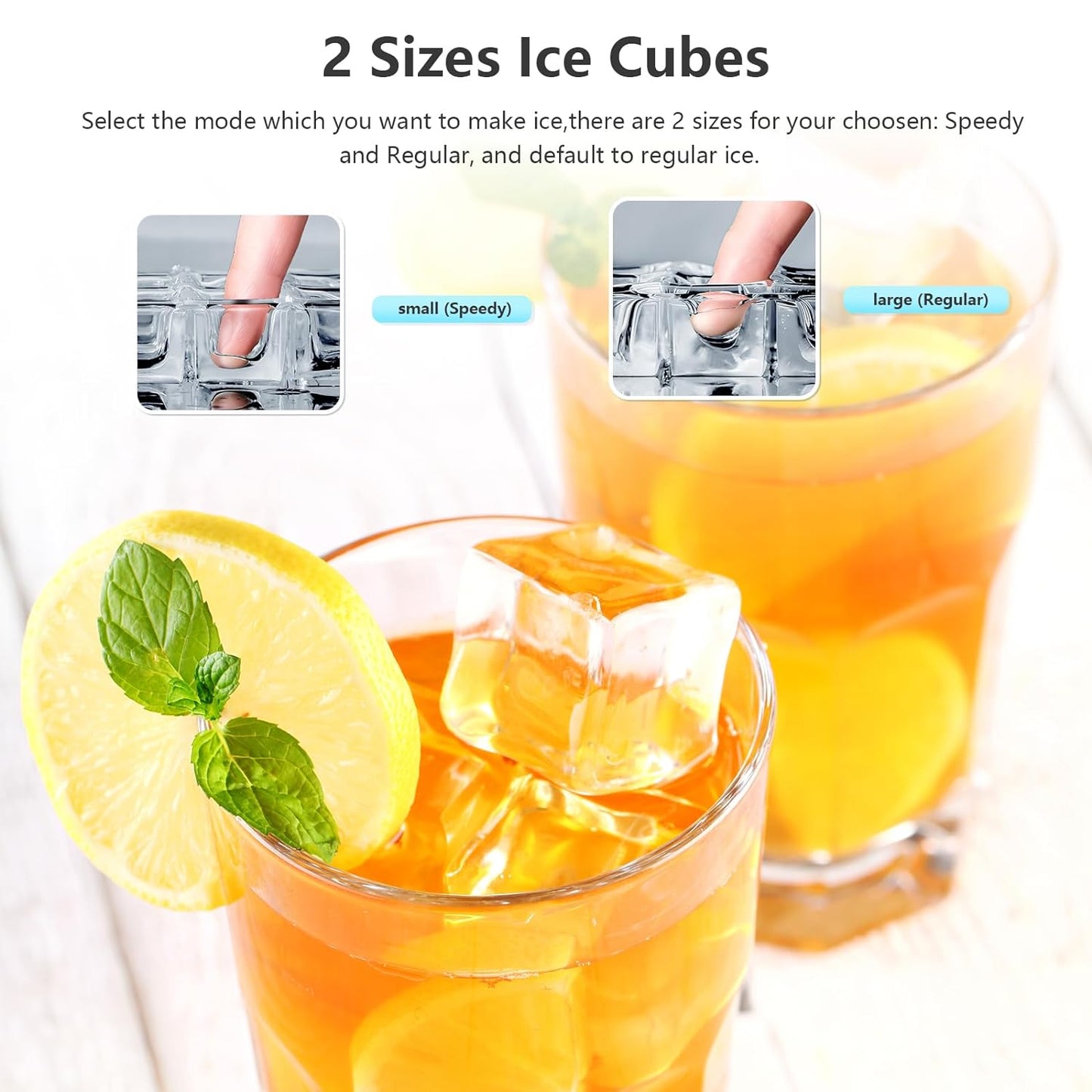 Cubic Ice Maker Machine 33 Lbs 24 Hrs 1.3 Lbs Ice Storage Capacity Black