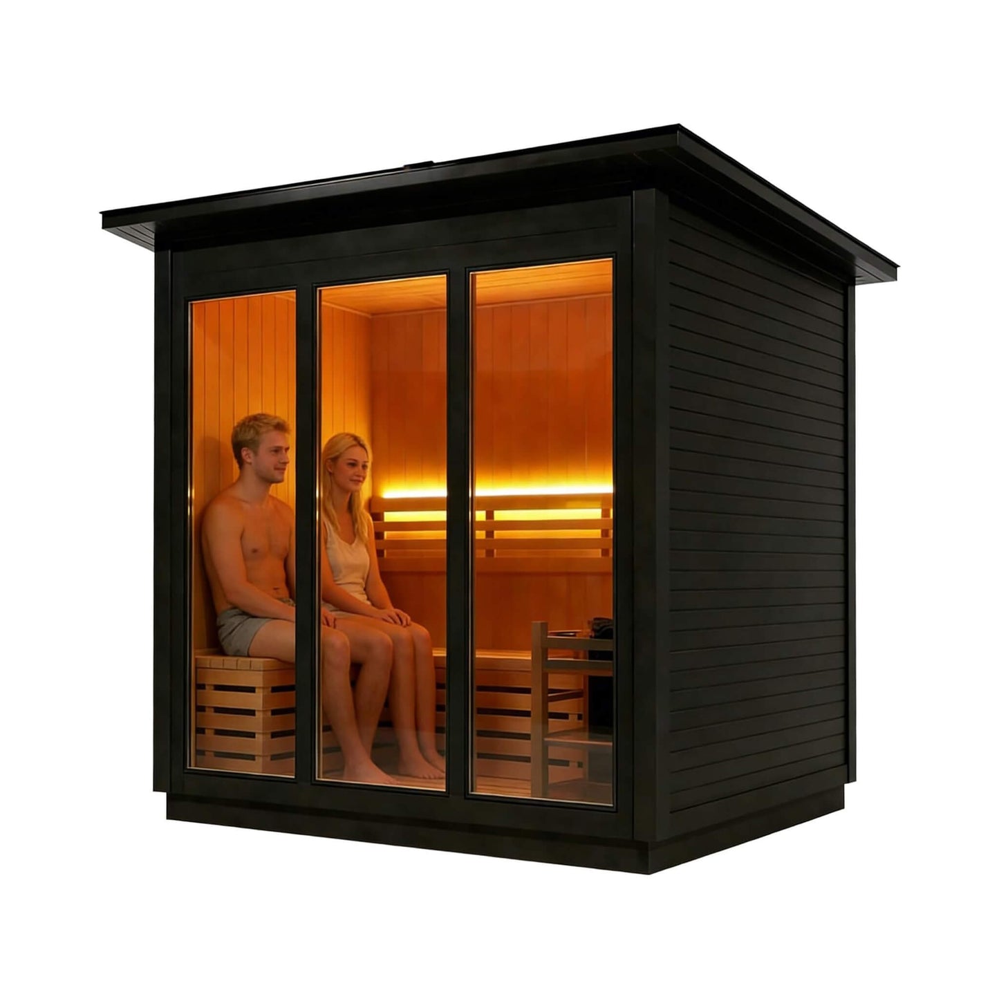 Custom 6-Person Luxury Spruce Outdoor Steam Sauna with Heater and Stones