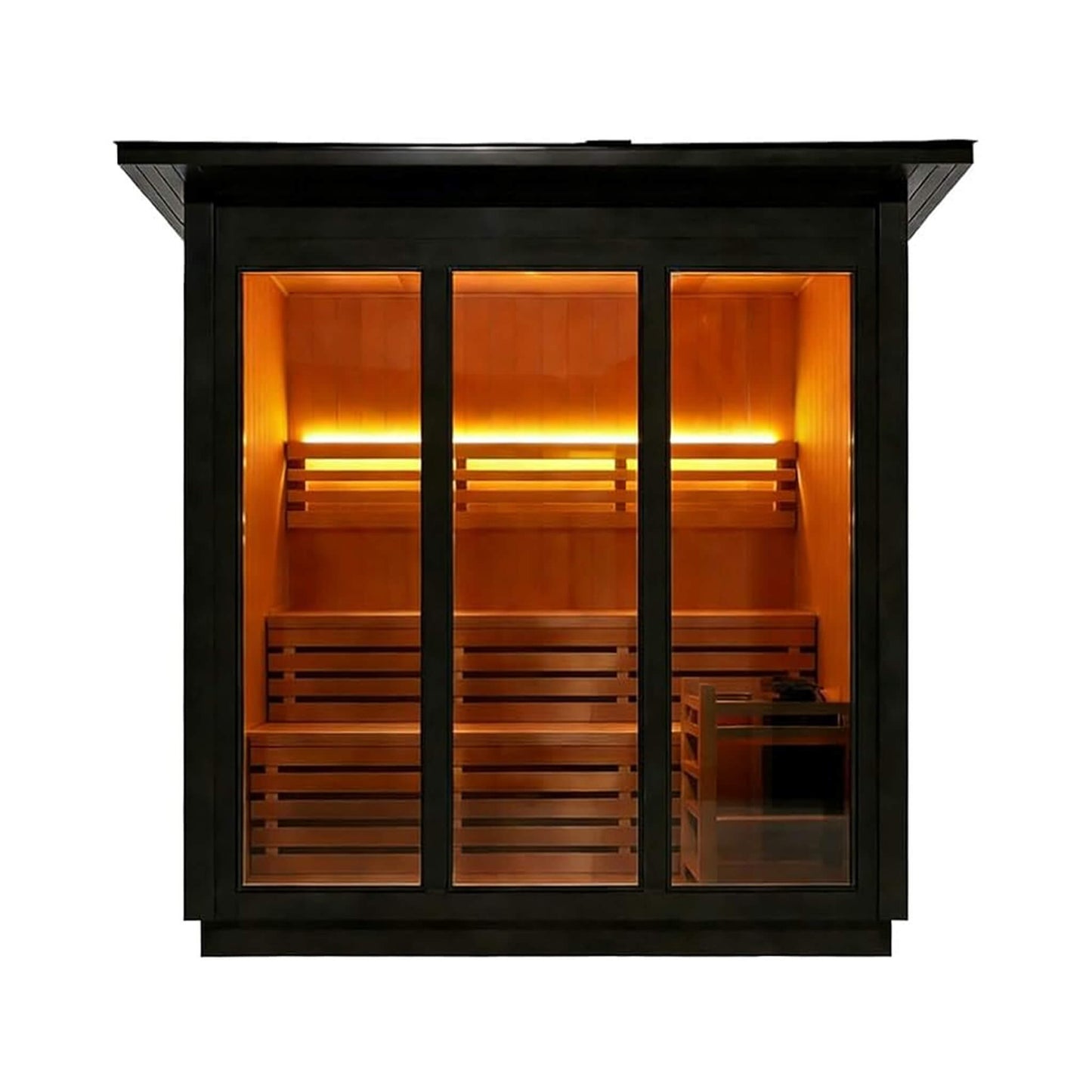 Custom 6-Person Luxury Spruce Outdoor Steam Sauna with Heater and Stones
