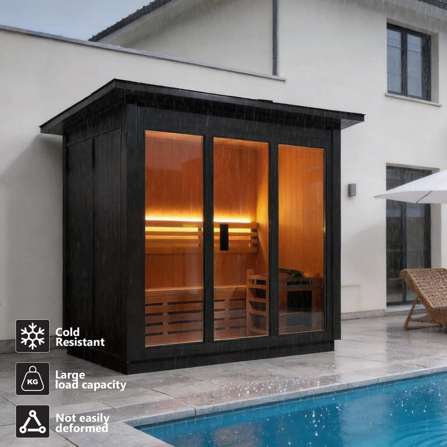 Custom 6-Person Luxury Canadian Red Cedar Outdoor Steam Sauna with Heater and Stones