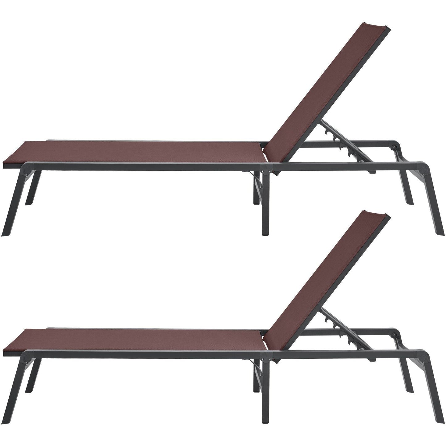 Chaise Lounge Chair Outdoor Patio Lounge Chair Adjustable 5-Position 2 pcs
