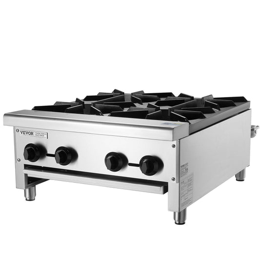 Commercial Gas Range Stove 4 Burners Countertop Cooking Hot Plate Kitchen