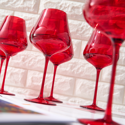 Stagioni Stemmed Wine Glassware, Set of 6, "Holiday"
