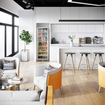 Edgestar 13.7 Cubic Feet Commercial Beverage Merchandiser With Temperature Alarm Reversible Door 24"