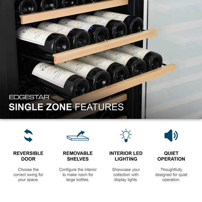 Edgestar 24" Wide 151 Bottle Capacity Freestanding Single Zone Wine Cooler With Even Cooling Technology
