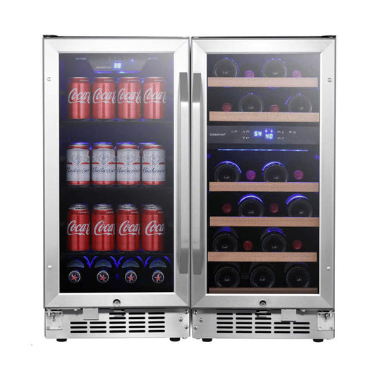 Edgestar 30" Dual Zone Side By Side Cooler With 26 Wine Bottle And 80 Can Capacity