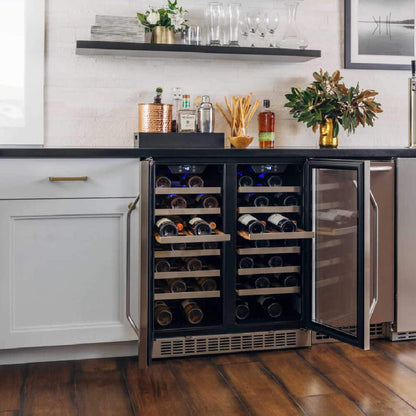 Edgestar 30" Wide 56 Bottle Capacity Built-In French Door Wine Cooler With Door Locks