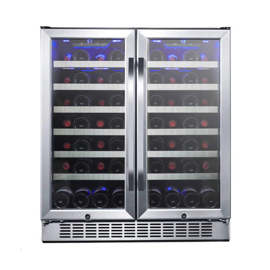 Edgestar 30" Wide 56 Bottle Capacity Built-In French Door Wine Cooler With Door Locks