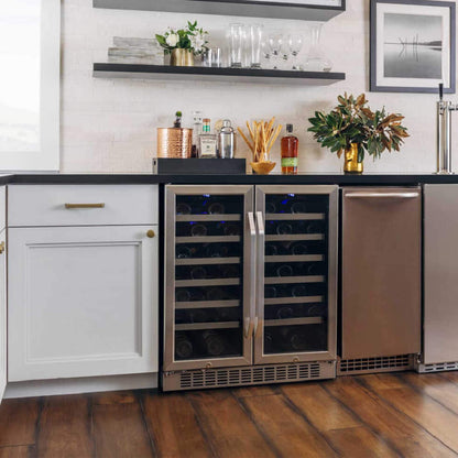 Edgestar 30" Wide 56 Bottle Capacity Built-In French Door Wine Cooler With Door Locks