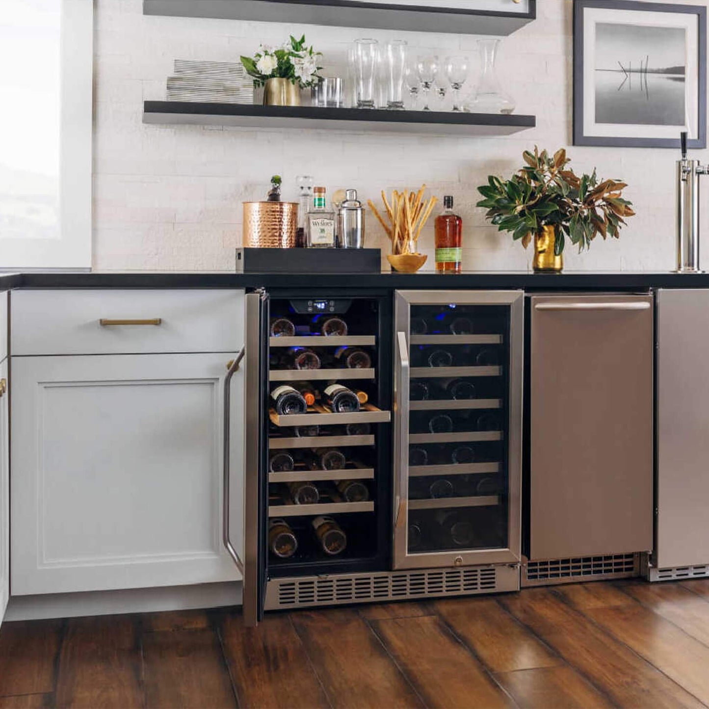 Edgestar 30" Wide 56 Bottle Capacity Built-In French Door Wine Cooler With Door Locks