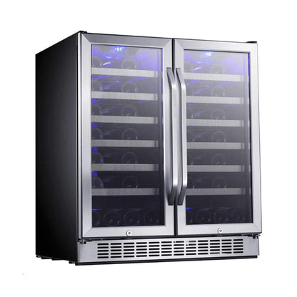 Edgestar 30" Wide 56 Bottle Capacity Built-In French Door Wine Cooler With Door Locks