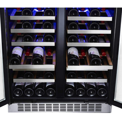 Edgestar 30" Wide 56 Bottle Capacity Built-In French Door Wine Cooler With Door Locks