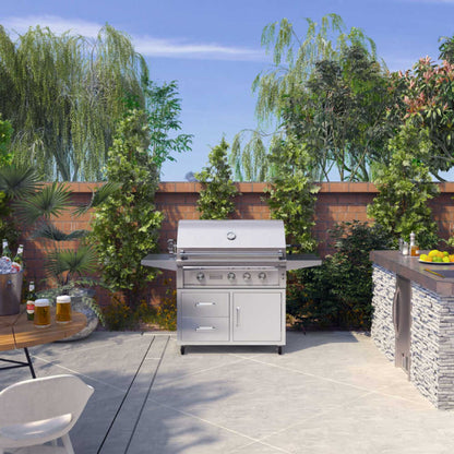 Edgestar 89K BTU 42-Inch Freestanding Grill and Cart with Rotisserie and Lighted Knobs