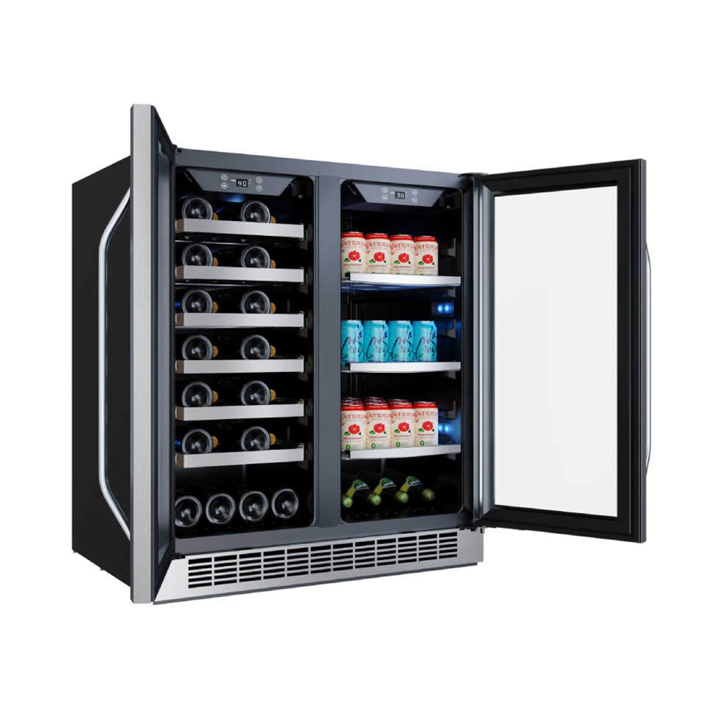 Edgestar 30" Wide 28 Bottle Built In Dual Zone Beverage Center With 86 Can Capacity