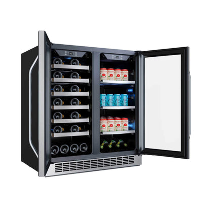Edgestar 30" Wide 28 Bottle Built In Dual Zone Beverage Center With 86 Can Capacity