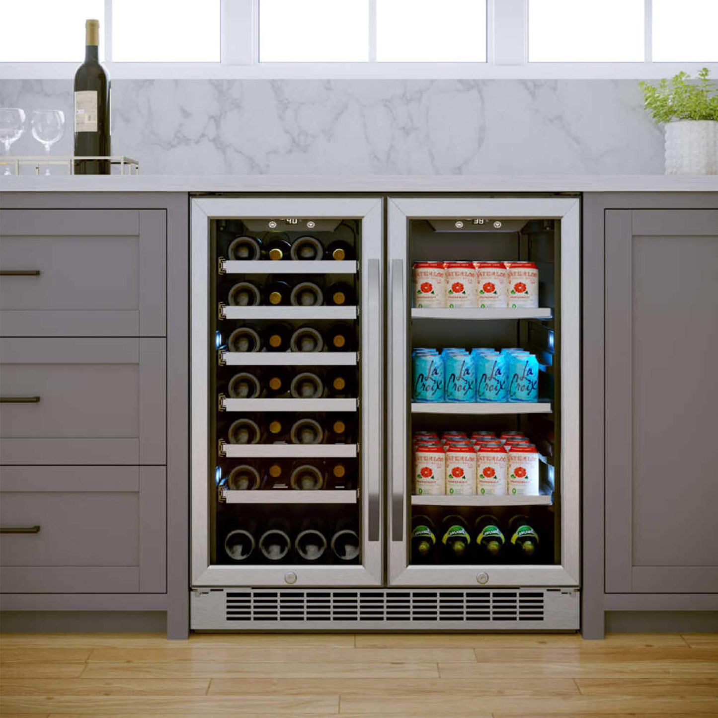 Edgestar 30" Wide 28 Bottle Built In Dual Zone Beverage Center With 86 Can Capacity