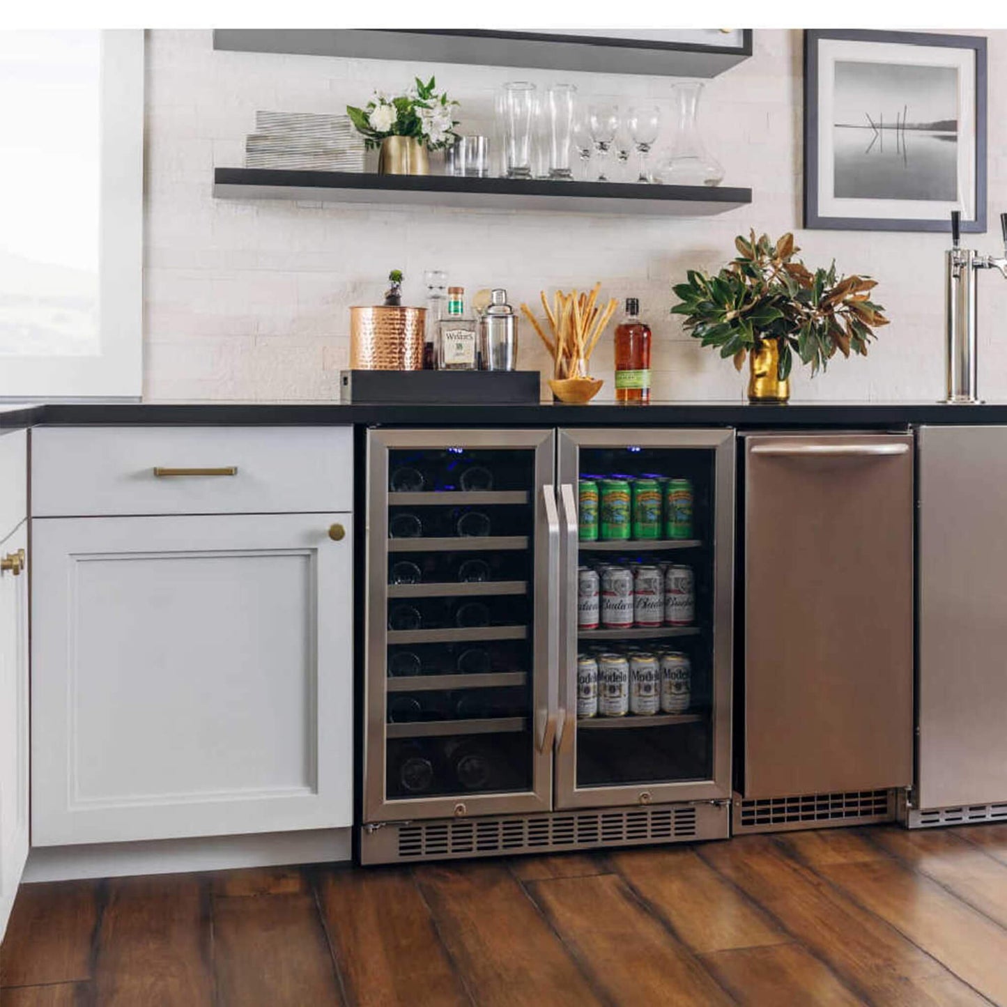 Edgestar 30" Wide 28 Bottle Built In Dual Zone Beverage Center With 86 Can Capacity