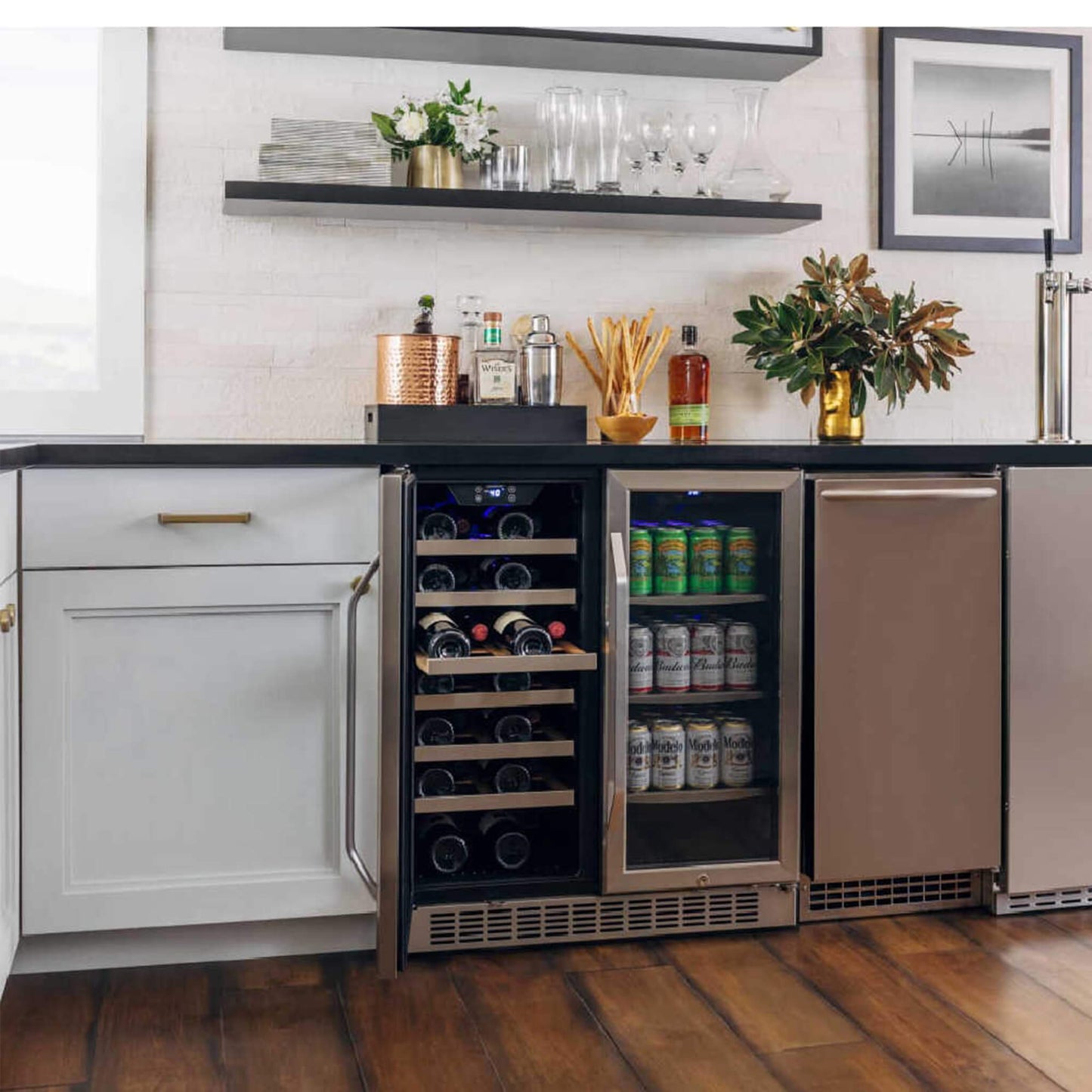 Edgestar 30" Wide 28 Bottle Built In Dual Zone Beverage Center With 86 Can Capacity