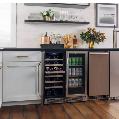 Edgestar 30" Wide 28 Bottle Built In Dual Zone Beverage Center With 86 Can Capacity