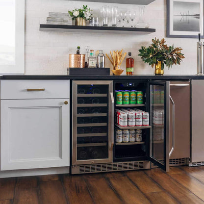 Edgestar 30" Wide 28 Bottle Built In Dual Zone Beverage Center With 86 Can Capacity