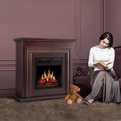 36 Inch Electric Fireplace Mantel Wooden Surround Firebox