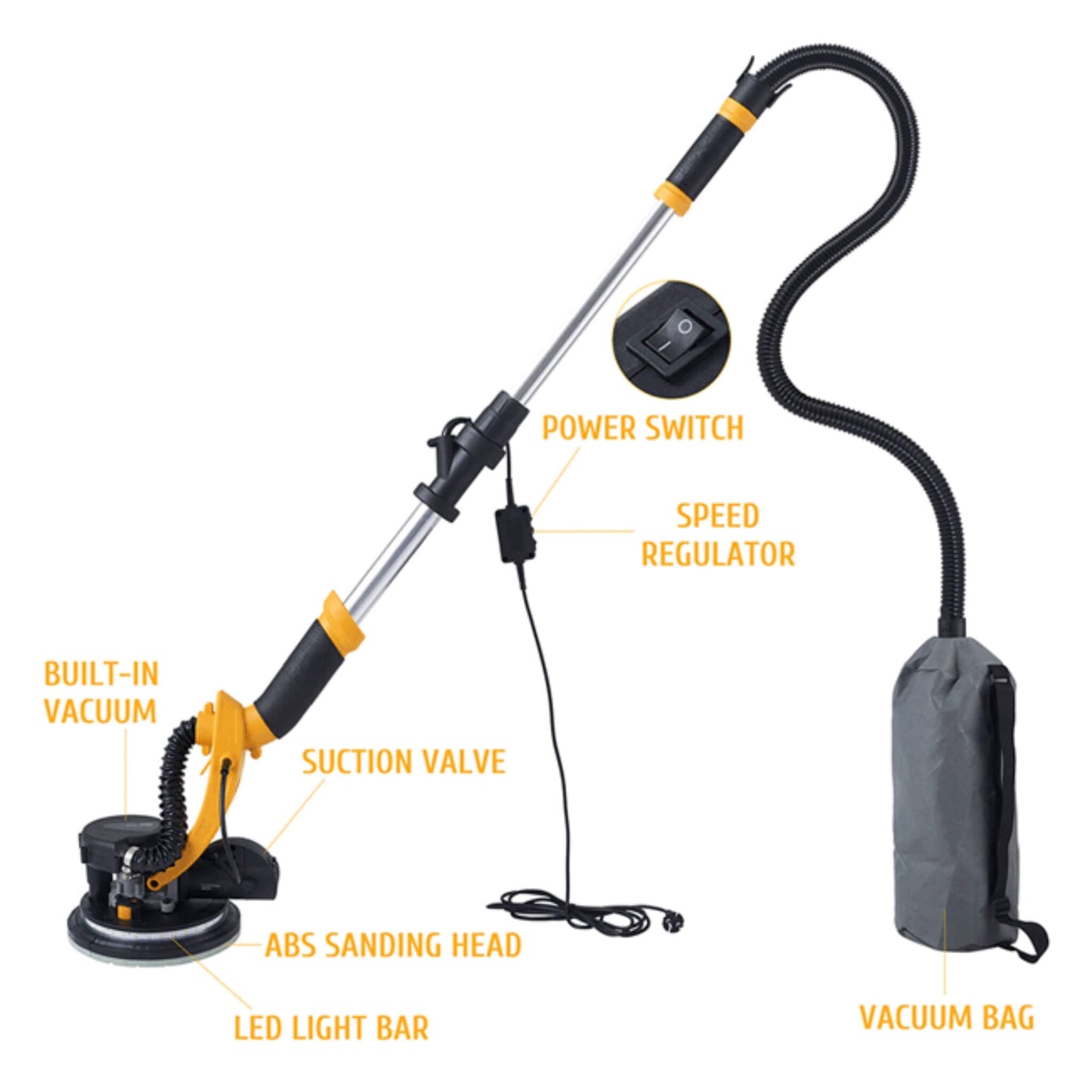 Preenex Electric Powered Drywall Sanding Machine with Dust Collection, 800W