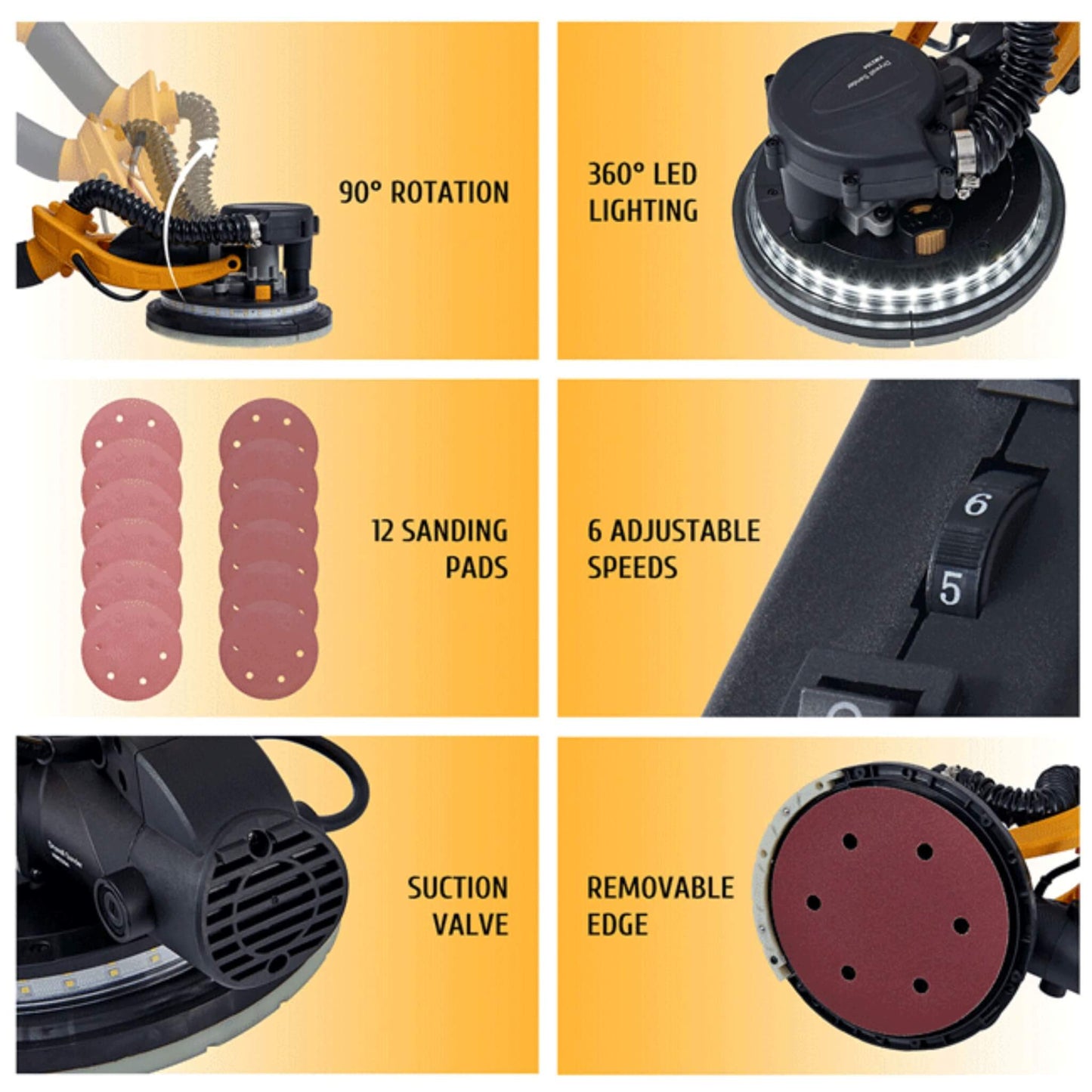 Preenex Electric Powered Drywall Sanding Machine with Dust Collection, 800W