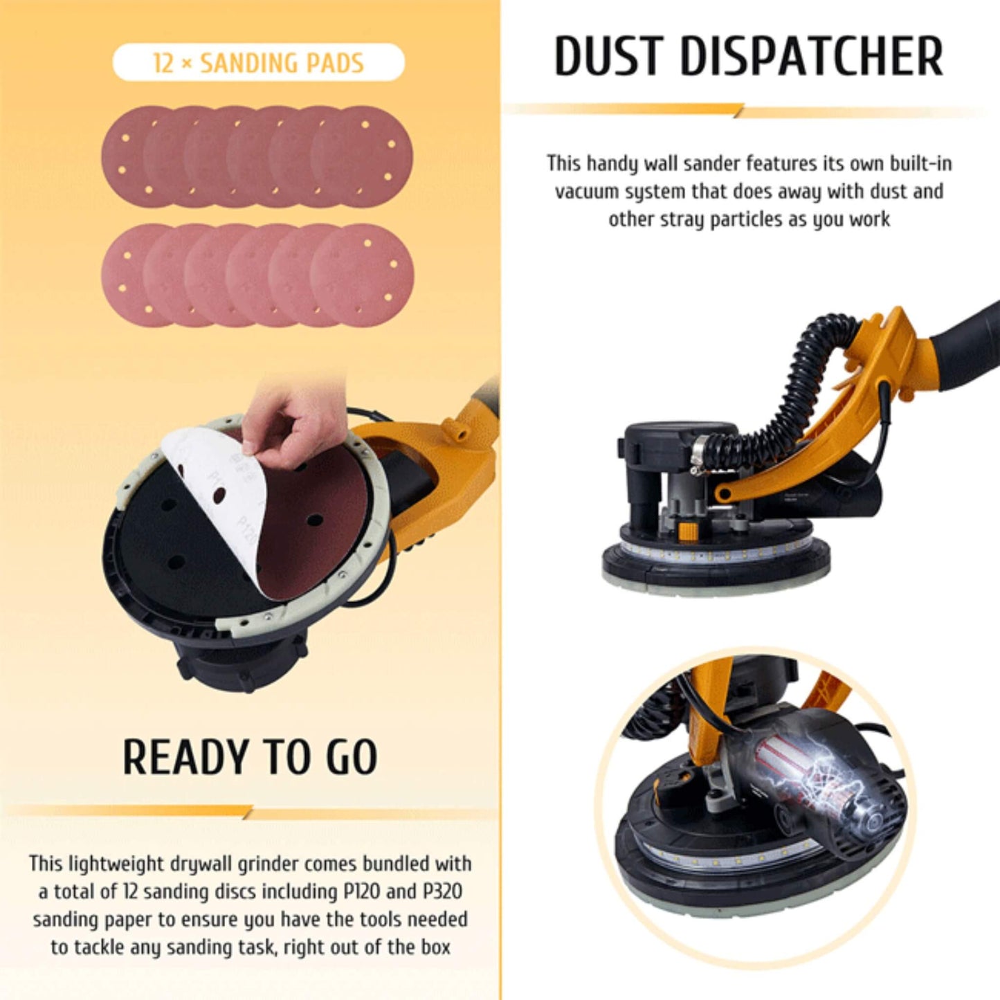 Preenex Electric Powered Drywall Sanding Machine with Dust Collection, 800W