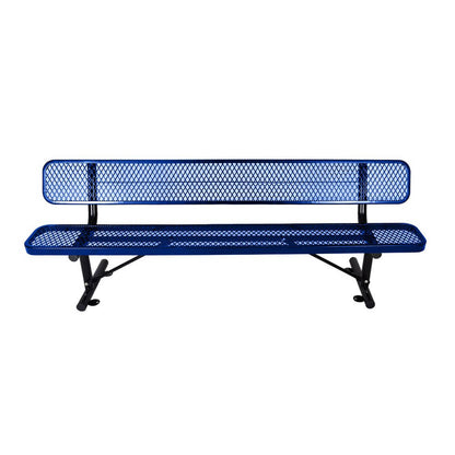 8FT Heavy-Duty Steel Bench With Backrest And Thermoplastic Coating