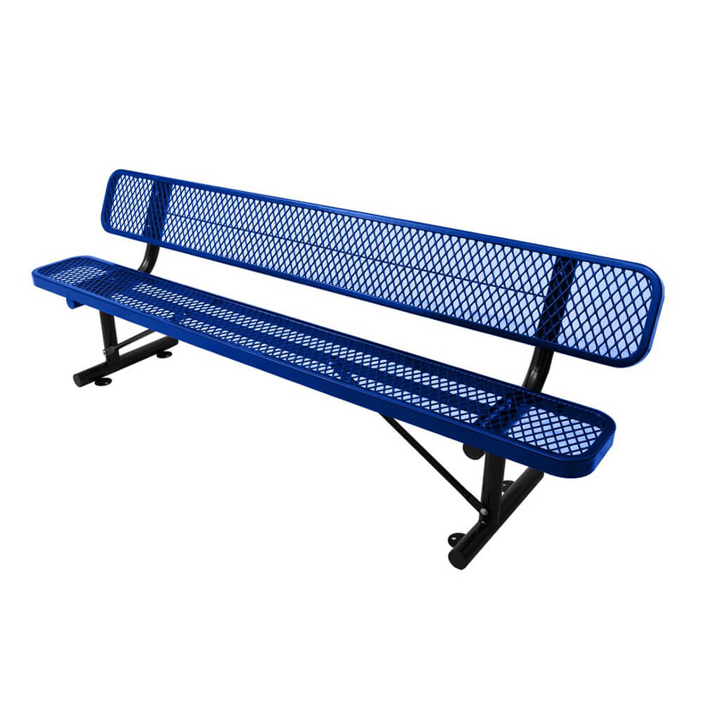 8FT Heavy-Duty Steel Bench With Backrest And Thermoplastic Coating