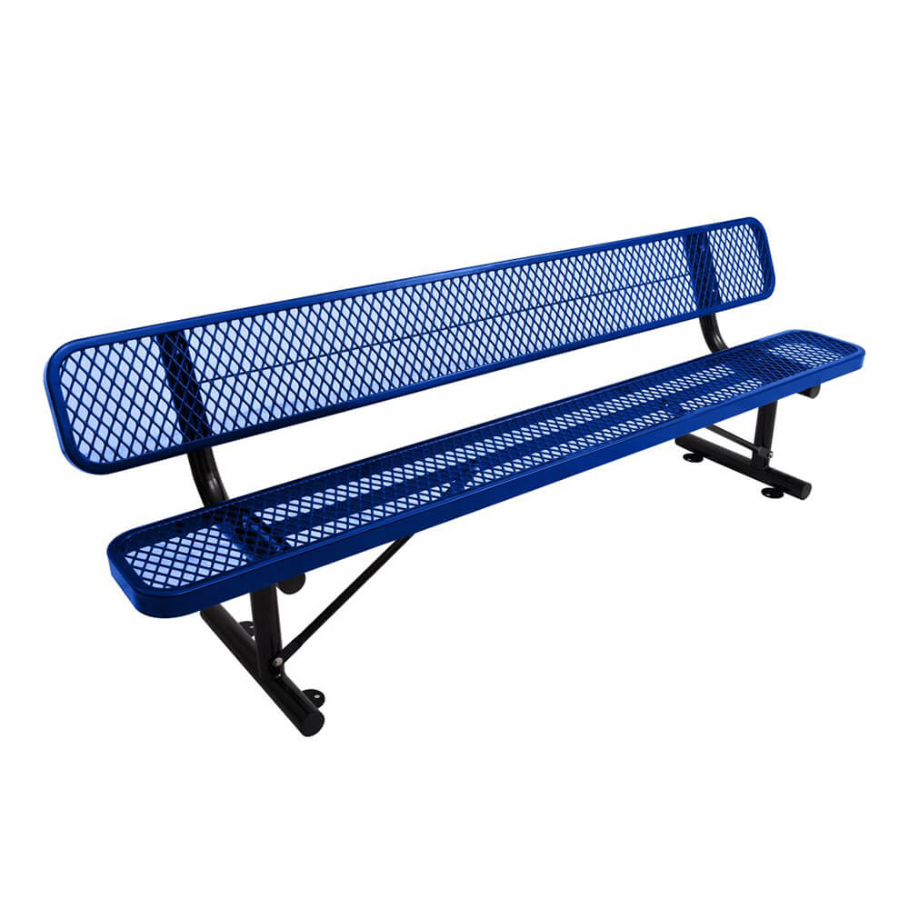 8FT Heavy-Duty Steel Bench With Backrest And Thermoplastic Coating
