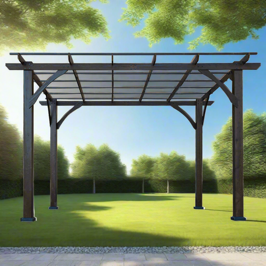 10' x 12' FT Alora Premium Outdoor Brown Cedar Wood Pergola For Spacious Patios