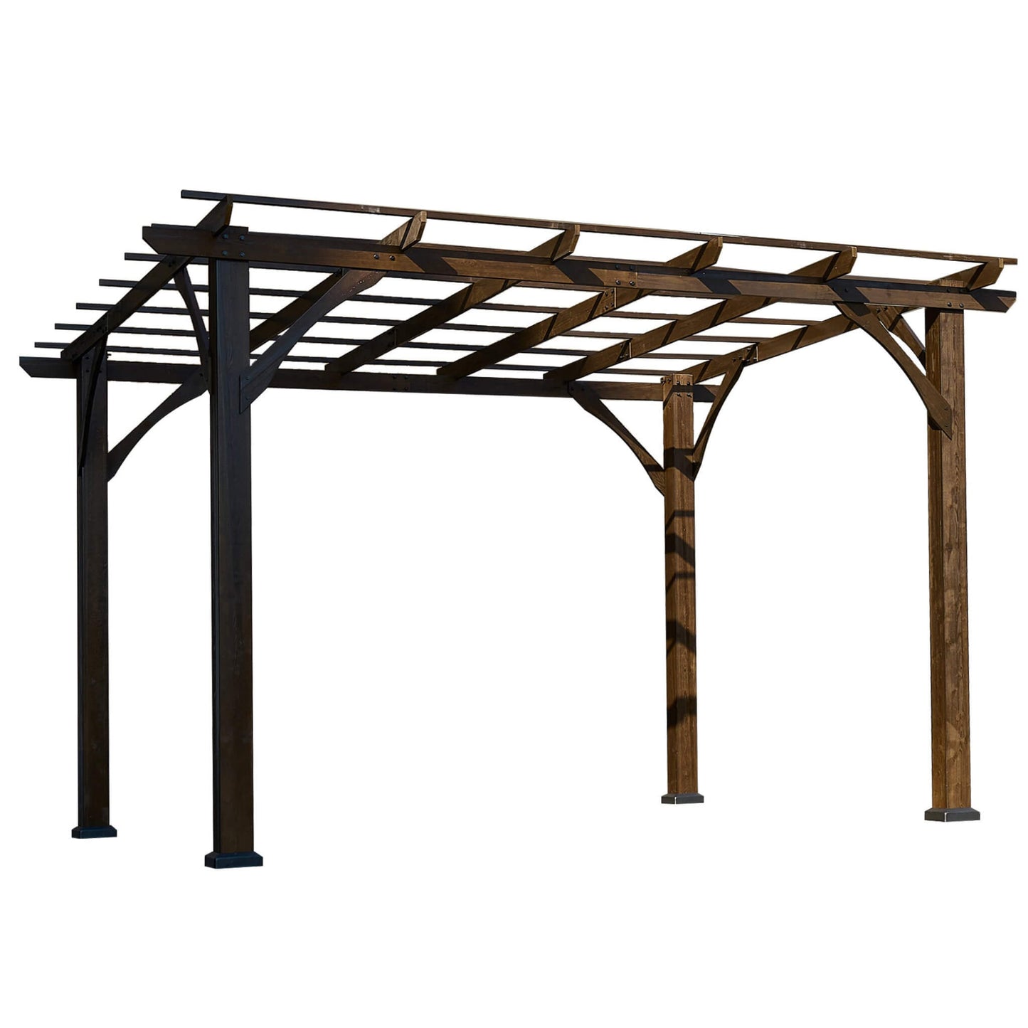 10' x 12' FT Alora Premium Outdoor Brown Cedar Wood Pergola For Spacious Patios