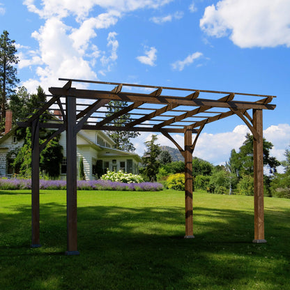 10' x 12' FT Alora Premium Outdoor Brown Cedar Wood Pergola For Spacious Patios
