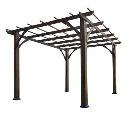 10' x 12' FT Alora Premium Outdoor Brown Cedar Wood Pergola For Spacious Patios