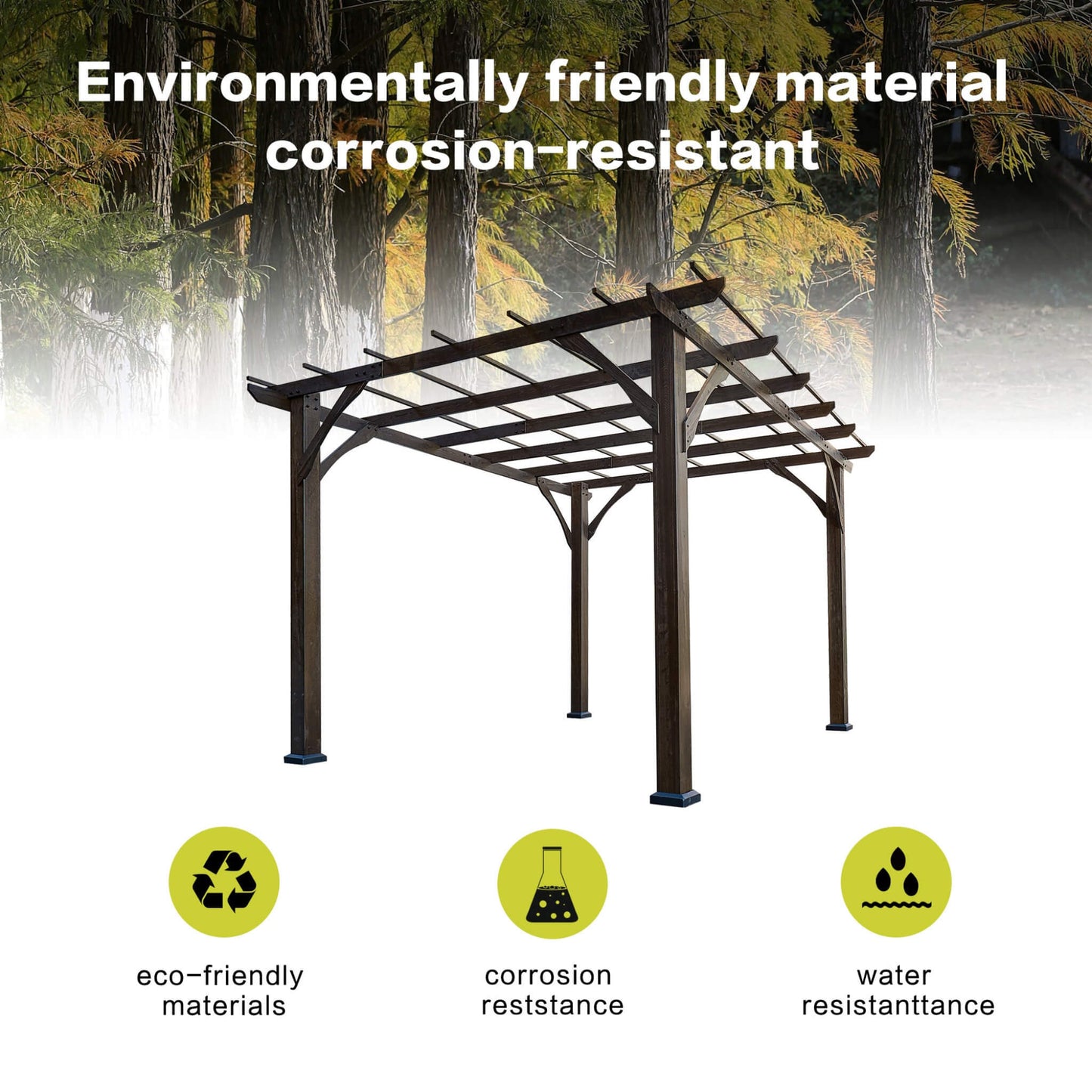 10' x 12' FT Alora Premium Outdoor Brown Cedar Wood Pergola For Spacious Patios