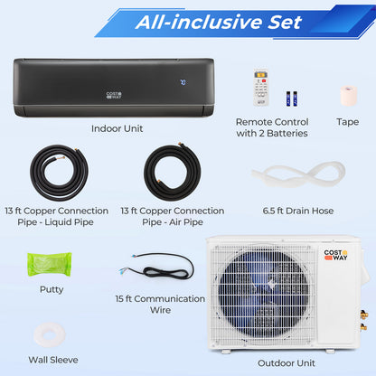 Energy Star Certified 12000 BTU 21 SEER2 208-230V Mini Split Air Conditioner and Heater Gray