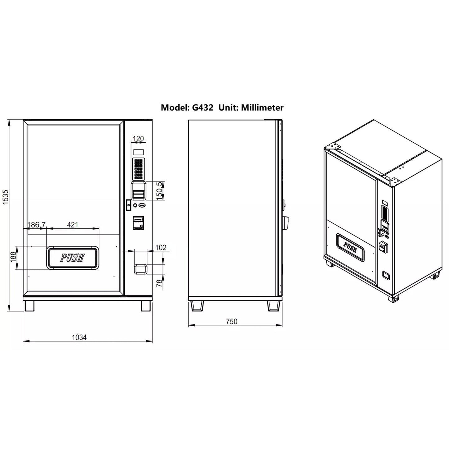 Epx 5FT Snacks And Drinks Combo Vending Machine With Dual Zone Refrigeration And Bill Acceptor