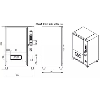 Epx 5FT Snacks And Drinks Combo Vending Machine With Dual Zone Refrigeration And Bill Acceptor