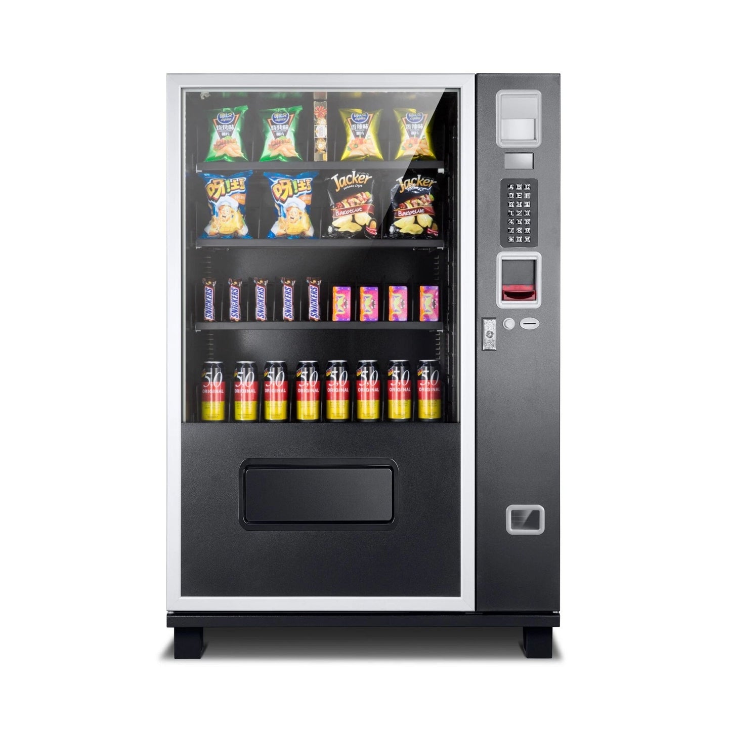 Epx 5FT Snacks And Drinks Combo Vending Machine With Dual Zone Refrigeration And Bill Acceptor