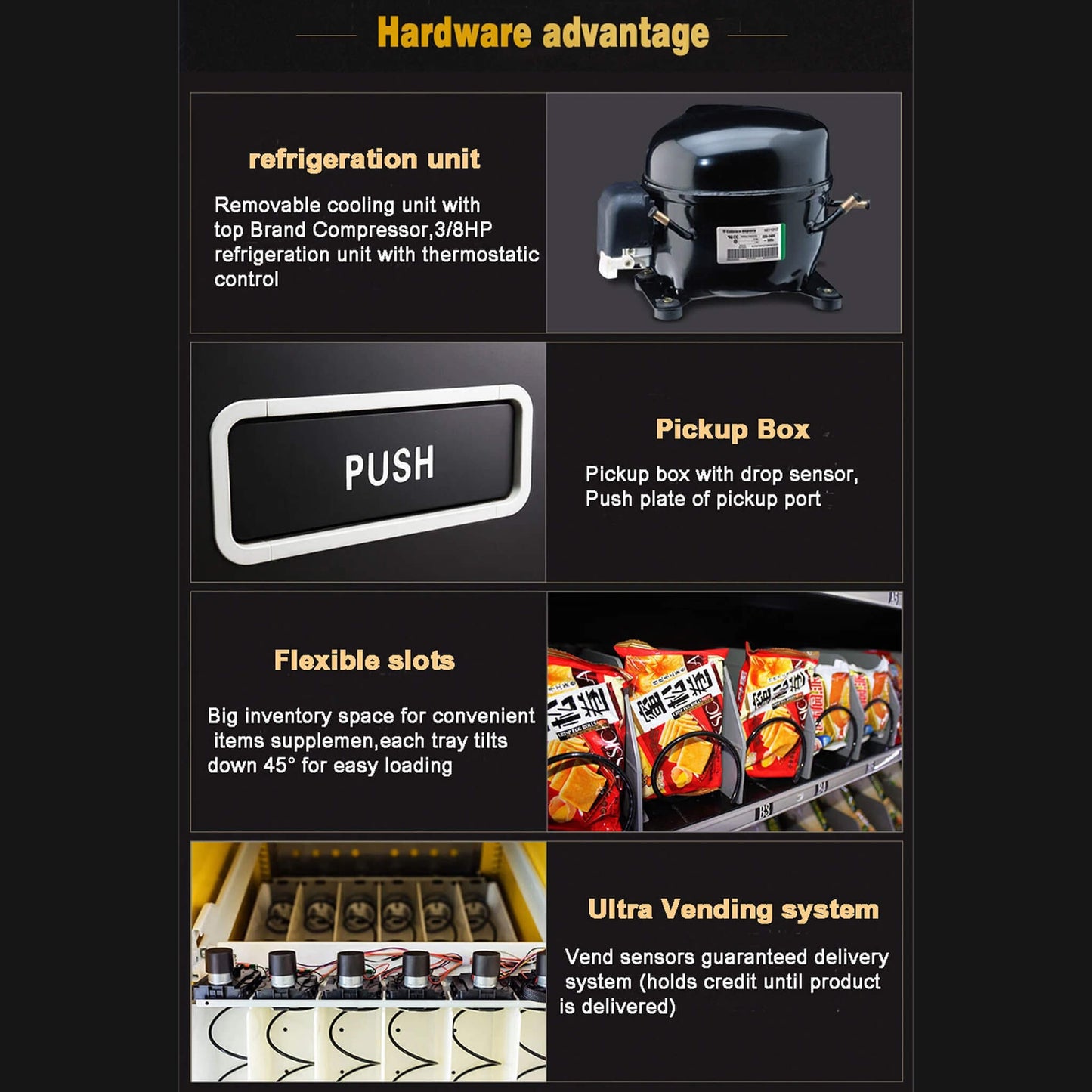 Epx Extra Large 6FT Snacks And Drinks Combo Vending Machine With Dual Zone Refrigeration And Bill Acceptor