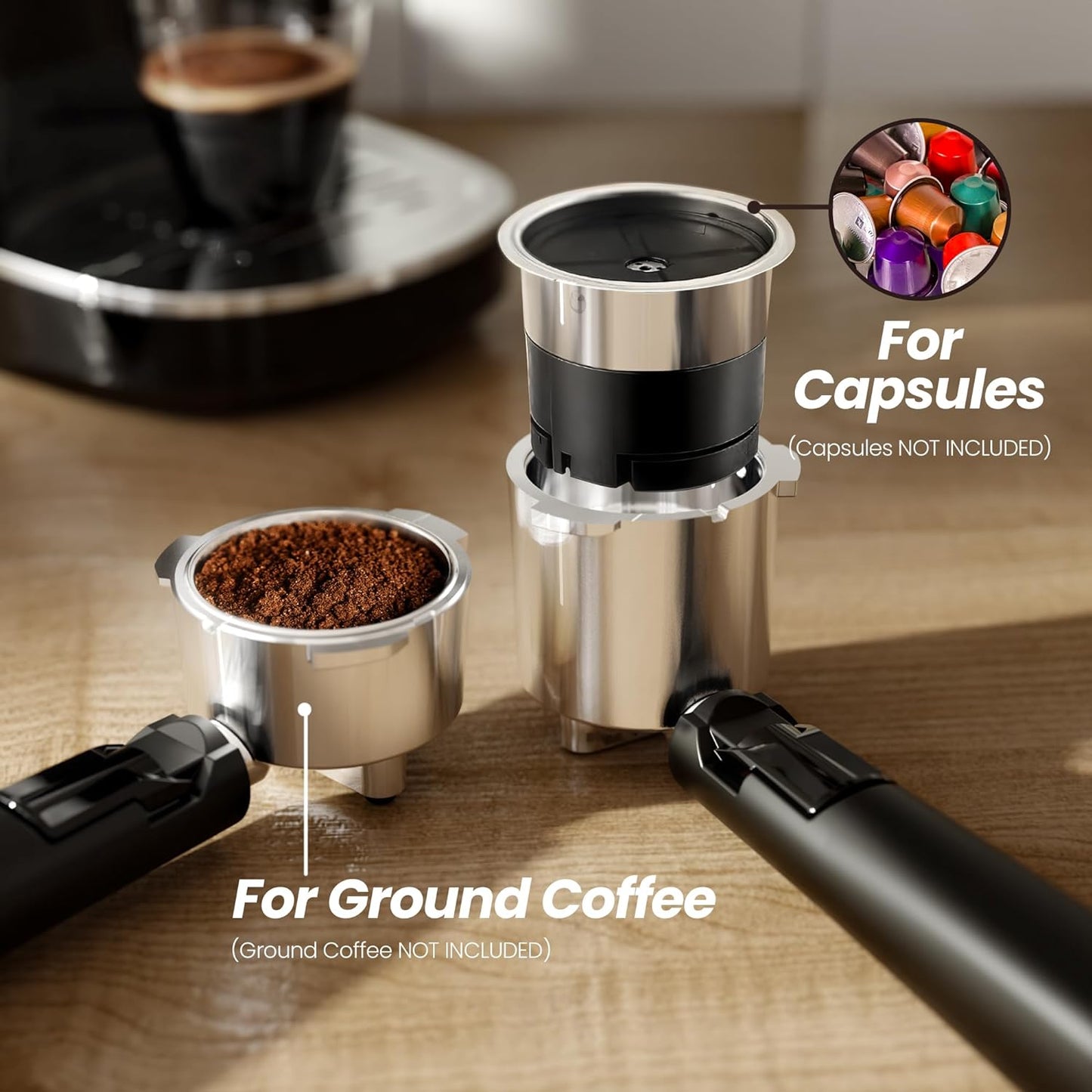 Espresso Machine, Semi-Automatic Coffee Maker with Bean Grinder and Milk Frother Steam Wand