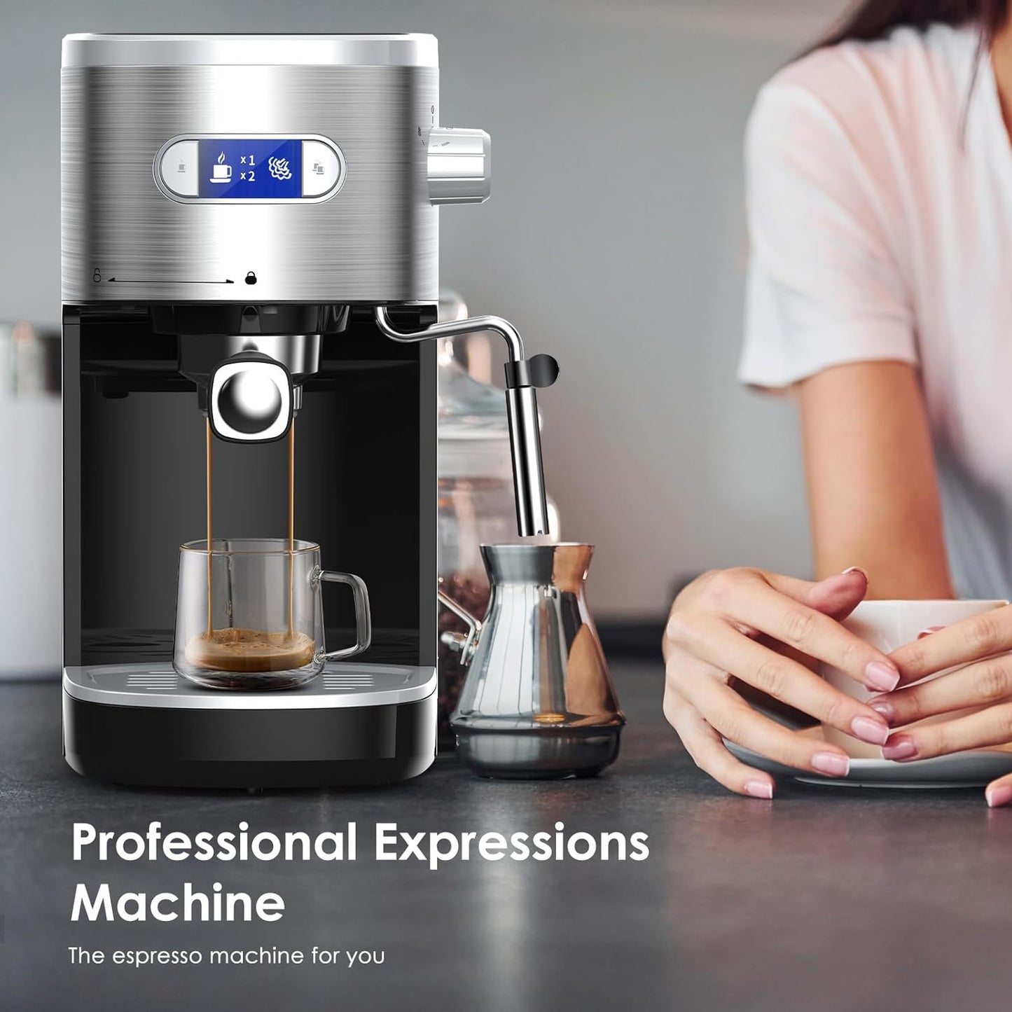 2 in 1 Espresso Machines Support Capsule Coffee Automatic Cappuccino Coffee Maker