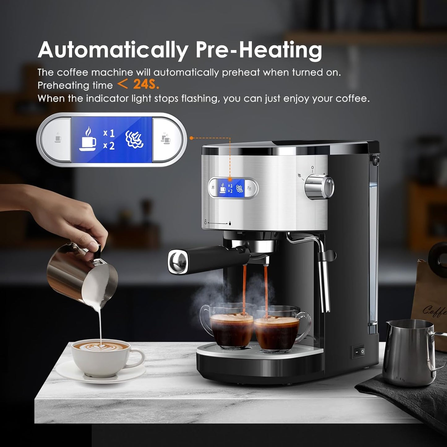 2 in 1 Espresso Machines Support Capsule Coffee Automatic Cappuccino Coffee Maker