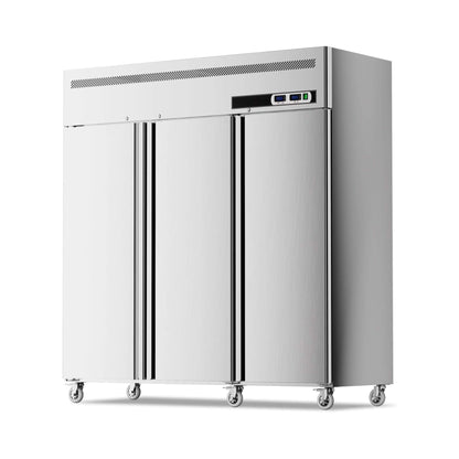Extra-Large 72-Inch 54 Cu.Ft Commercial 3-Door Upright Reach-In Freezer Refrigerator Combo with Wheels