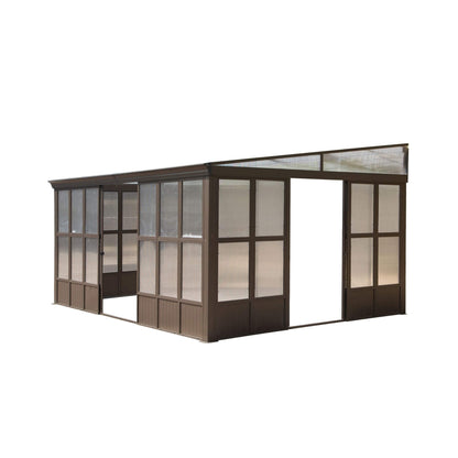 12FT x 16FT Extra-Large Heavy-Duty All-Season Sunroom with Sliding Doors and Polycarbonate Windows