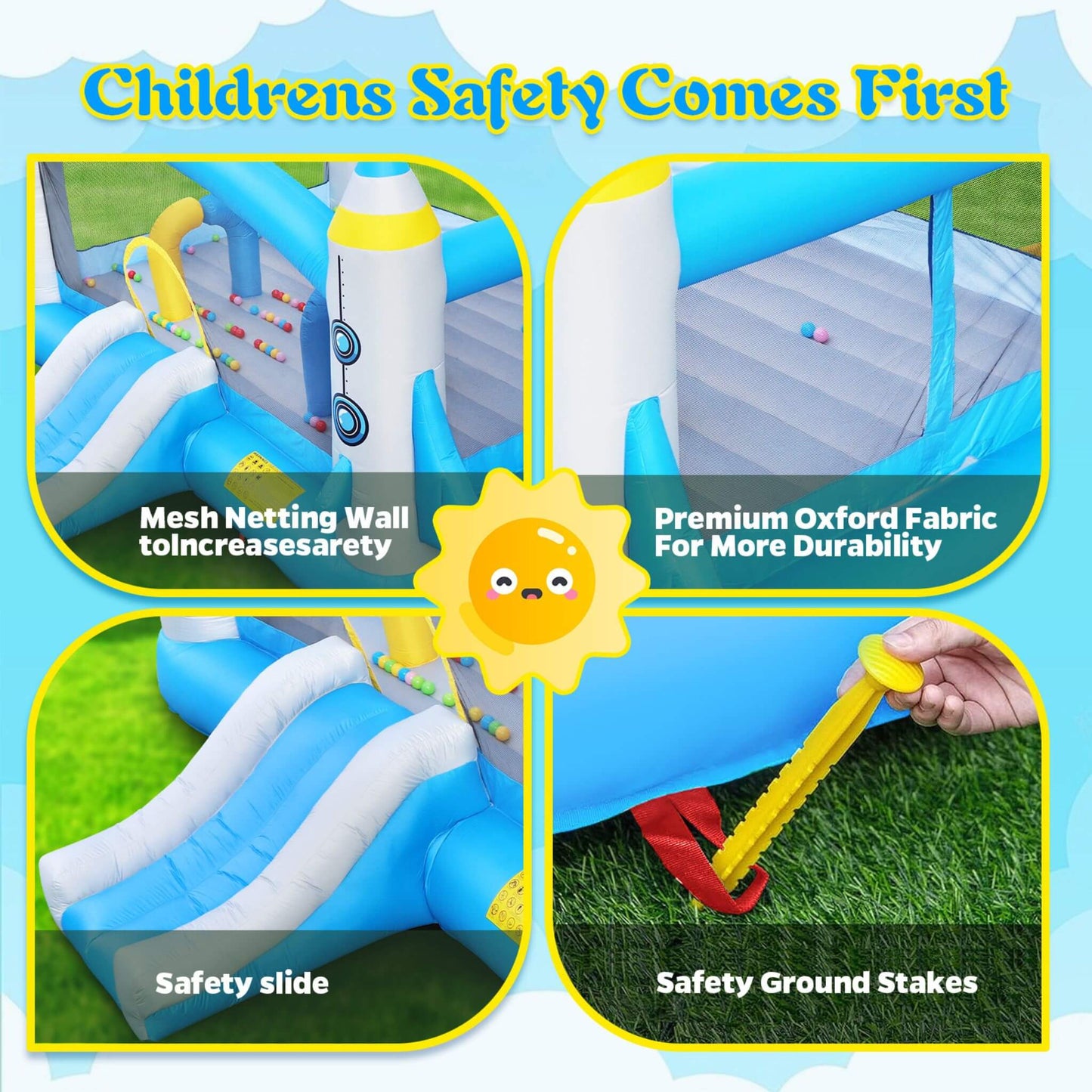 Extra-Large Multifunctional Jump'N Slide Inflatable Bouncer with Blower