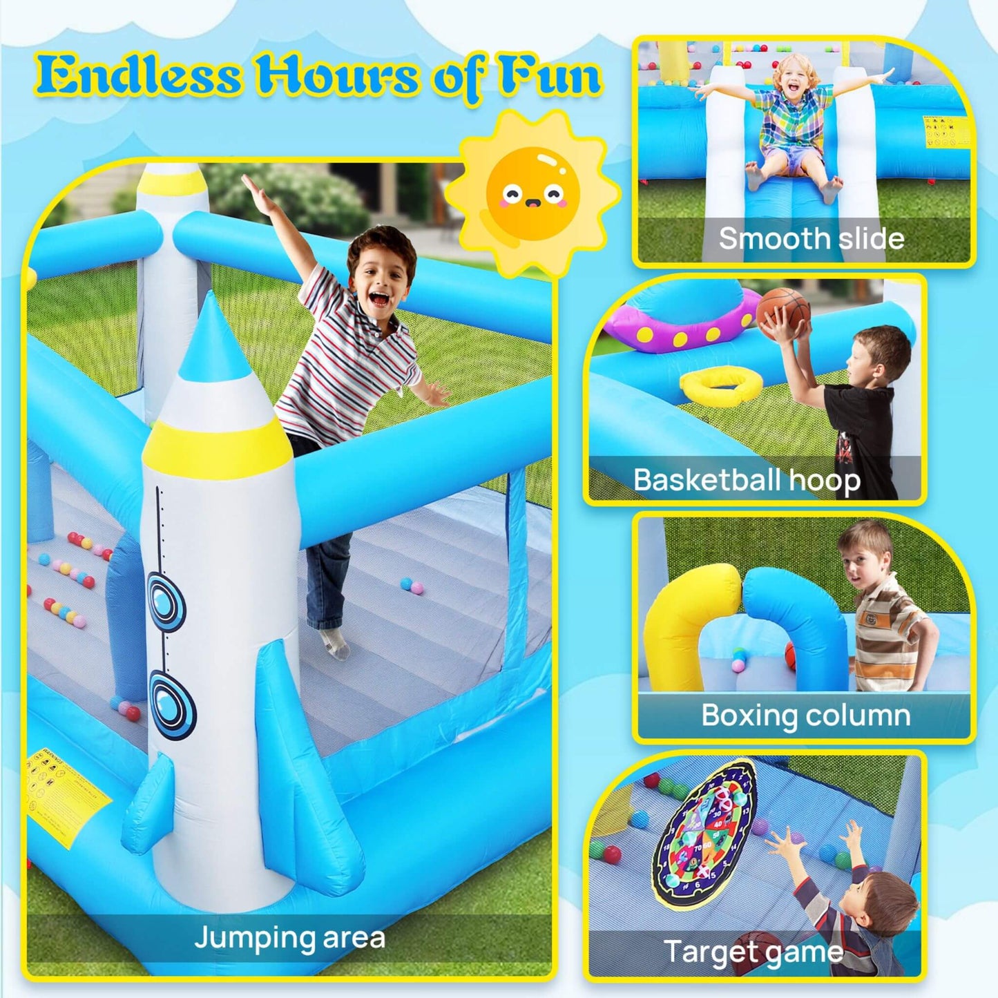 Extra-Large Multifunctional Jump'N Slide Inflatable Bouncer with Blower