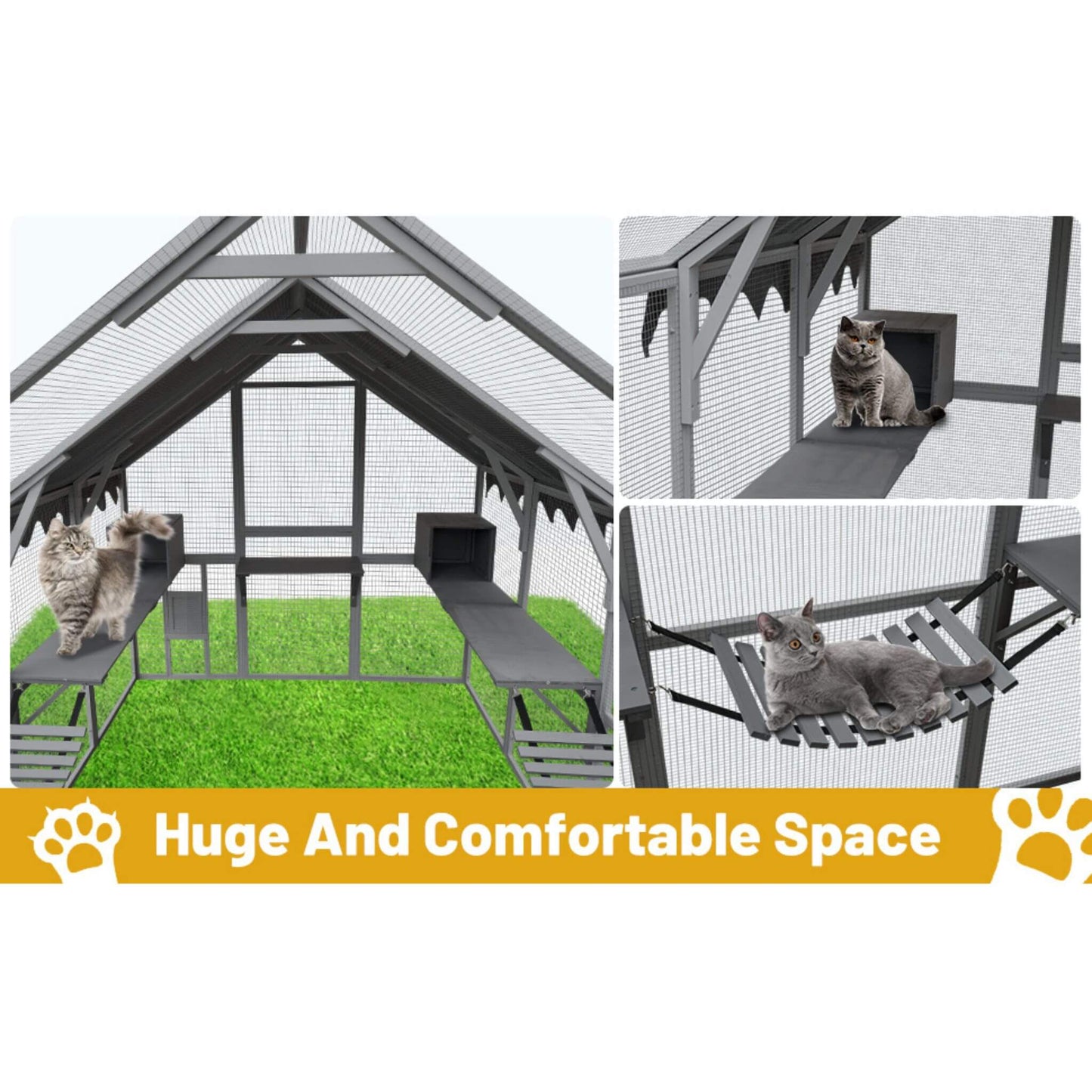 Alora Extra Large Outdoor Cat Kitten Playpen House With Platforms and Waterproof Cover
